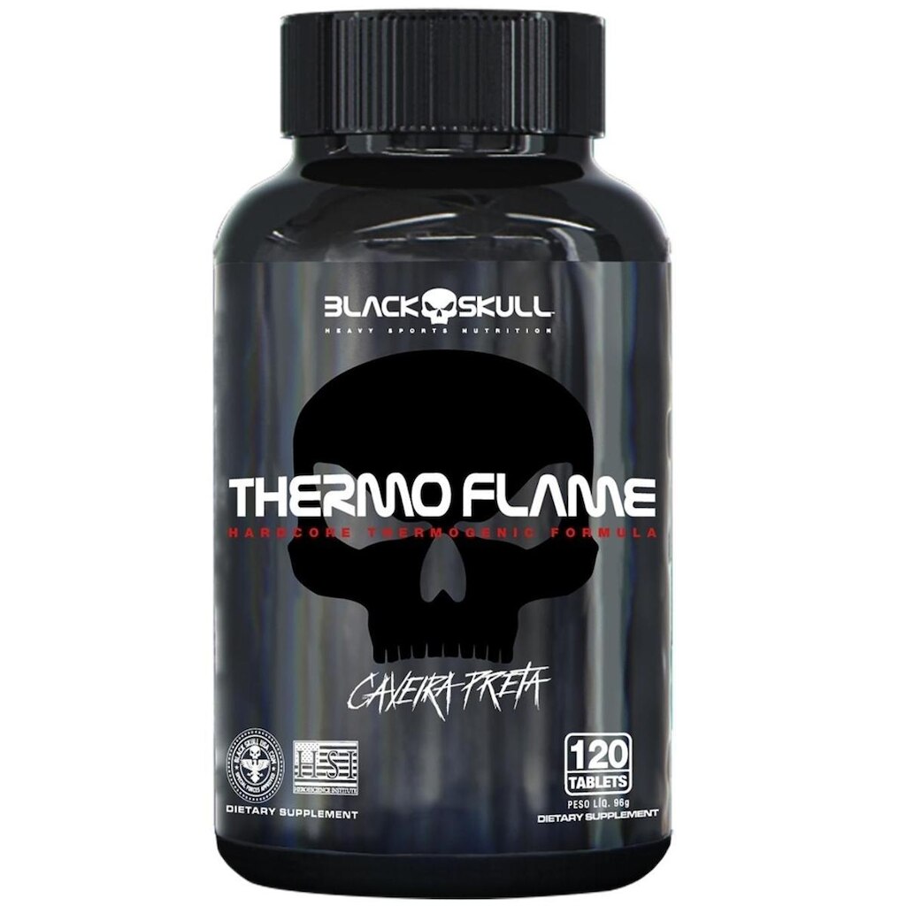 Termogênico Thermo Flame 120 Tabletes Black Skull Suplemento em Pó Caveira preta