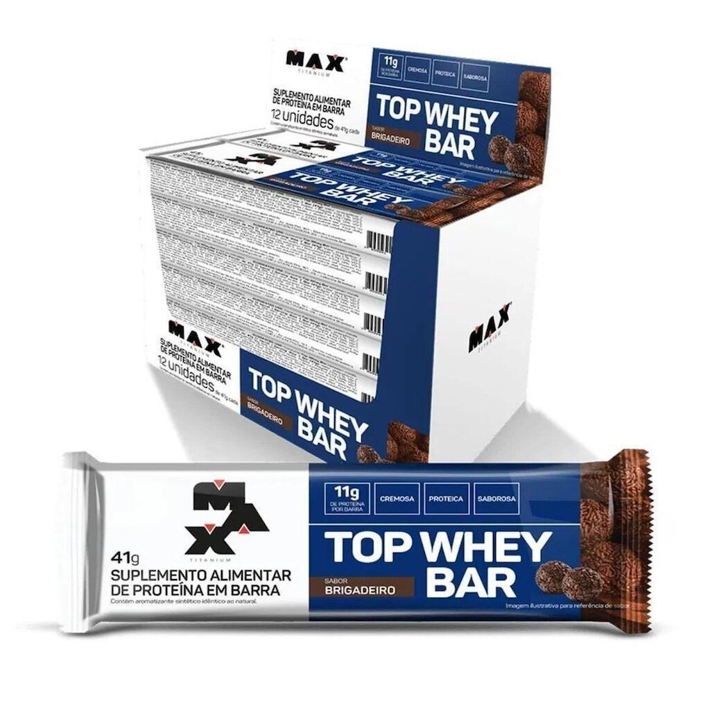 Top Whey Bar Barra Proteína Brigadeiro 41g Max Titanium - 12 Unidades