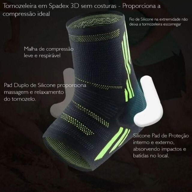 Tornozeleira Aolikes Compressão Spandex C/ Pads De Silicone