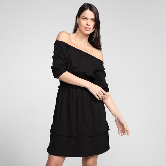 Vestido Cambos Elastex Ombro a Ombro Feminino - Preto