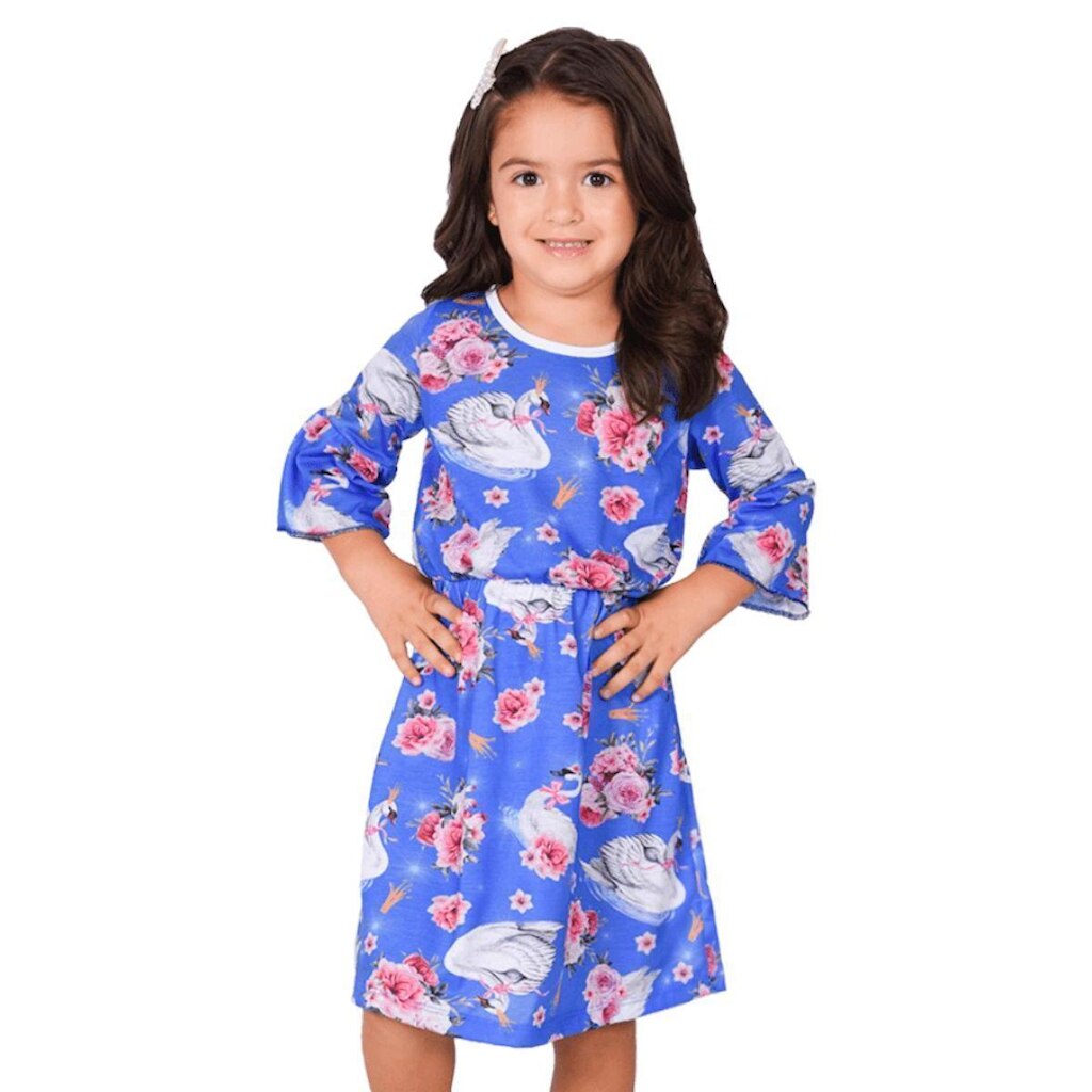 Vestido Floral com Manga Flare - Big Bless Feminino