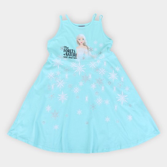 Vestido Infantil Disney Frozen c/ Glitter Feminino - Verde claro