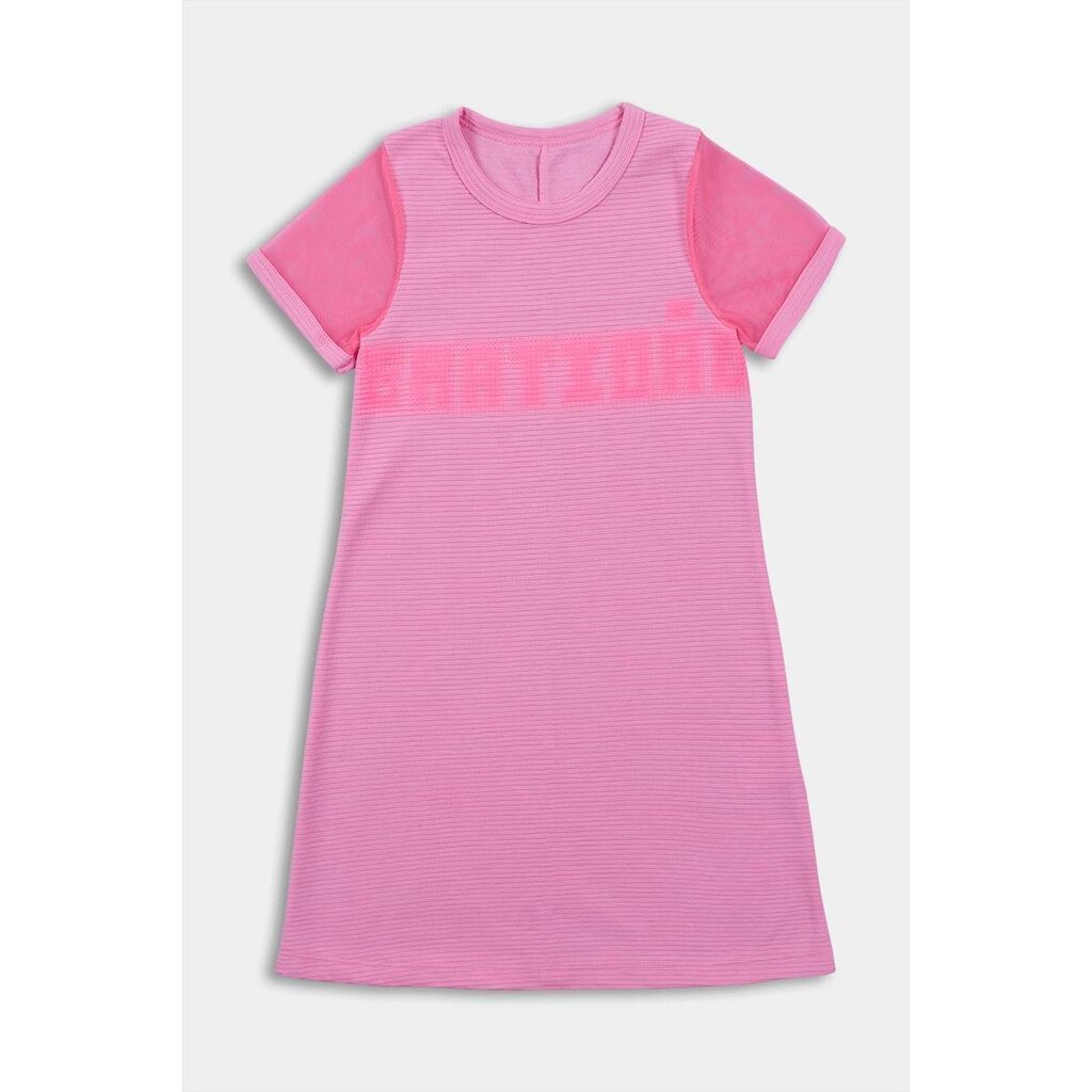 Vestido infantil Rosa com Mangas em Tule - Destak