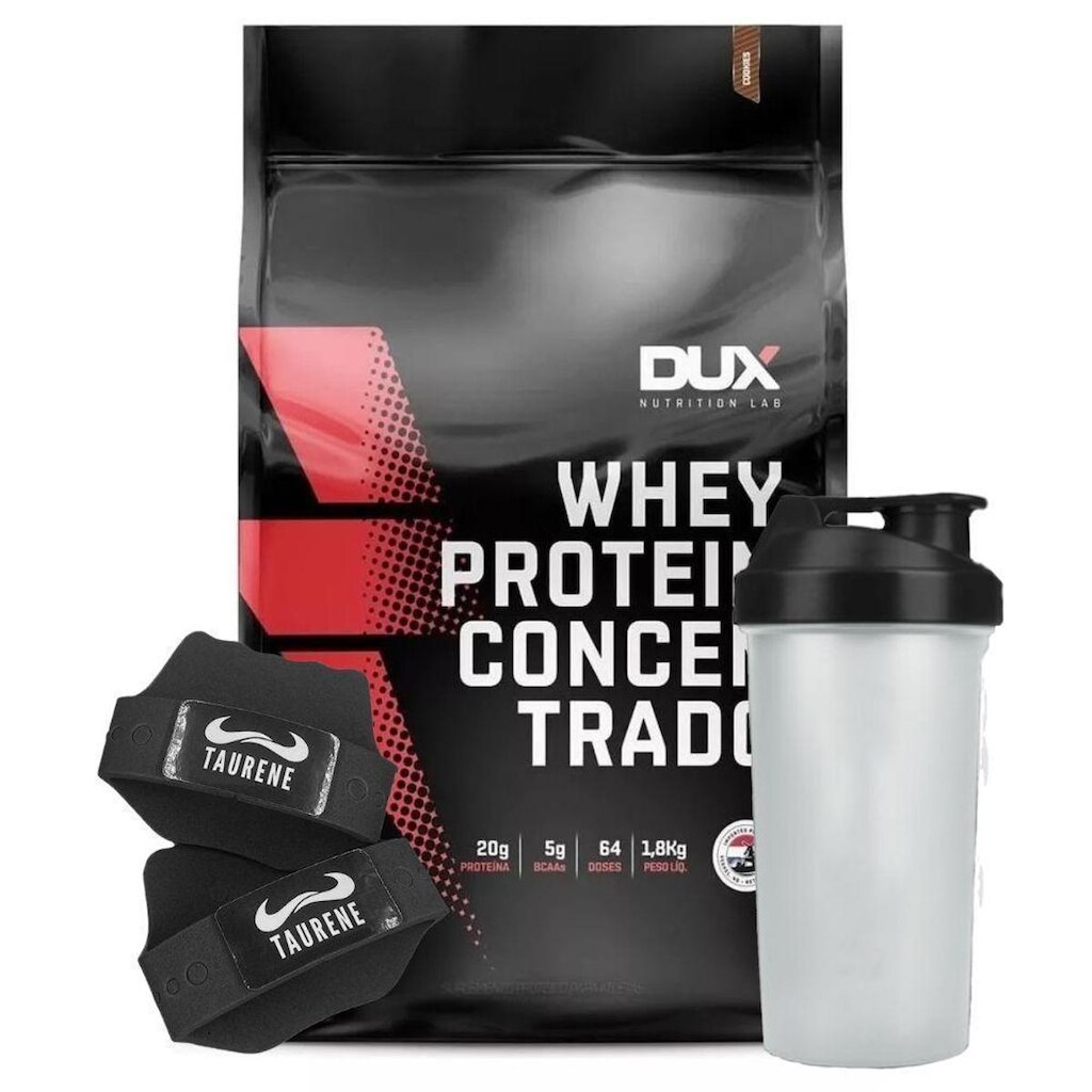Whey Concentrado Cookies 1,8Kg + Luva Taurene - Dux