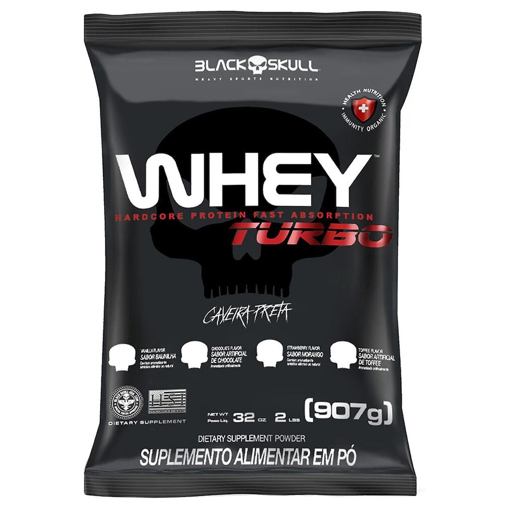 Whey Protein Black Skull Turbo 907G Refil Almofada